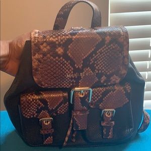 MK small leather snakeskin backpack
